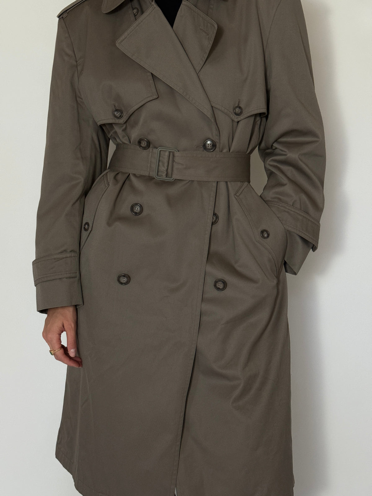 Vintage Double-Breasted Trench Coat in Sage 8478