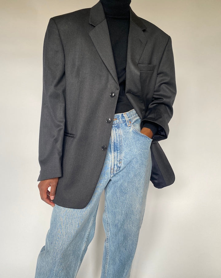 VINTAGE OVERSIZED DARK GREY BLAZER 4393