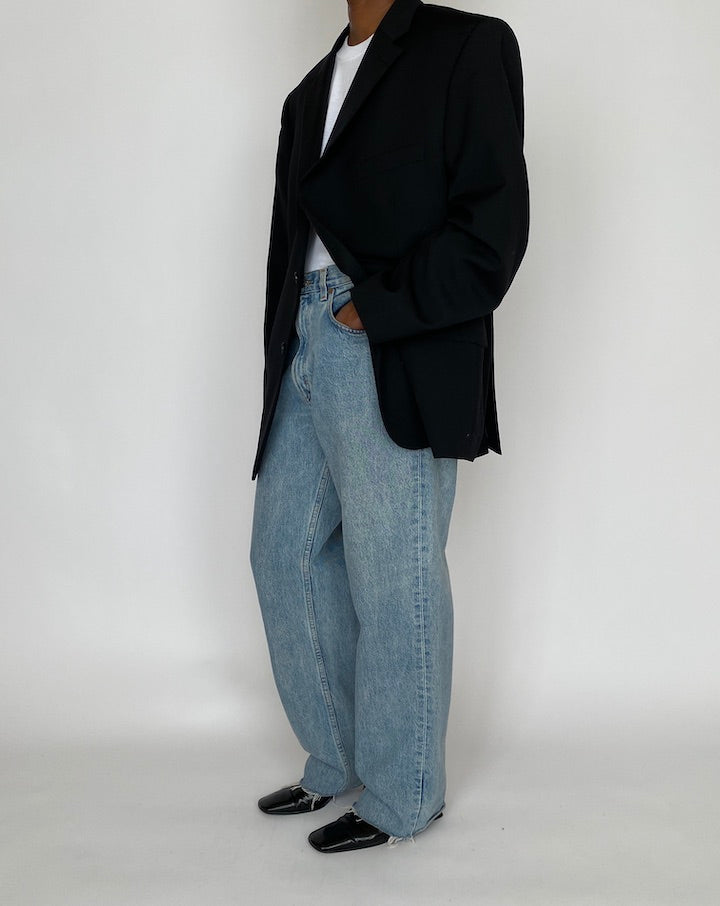 VINTAGE BLACK WOOL BLENDED BLAZER 4637