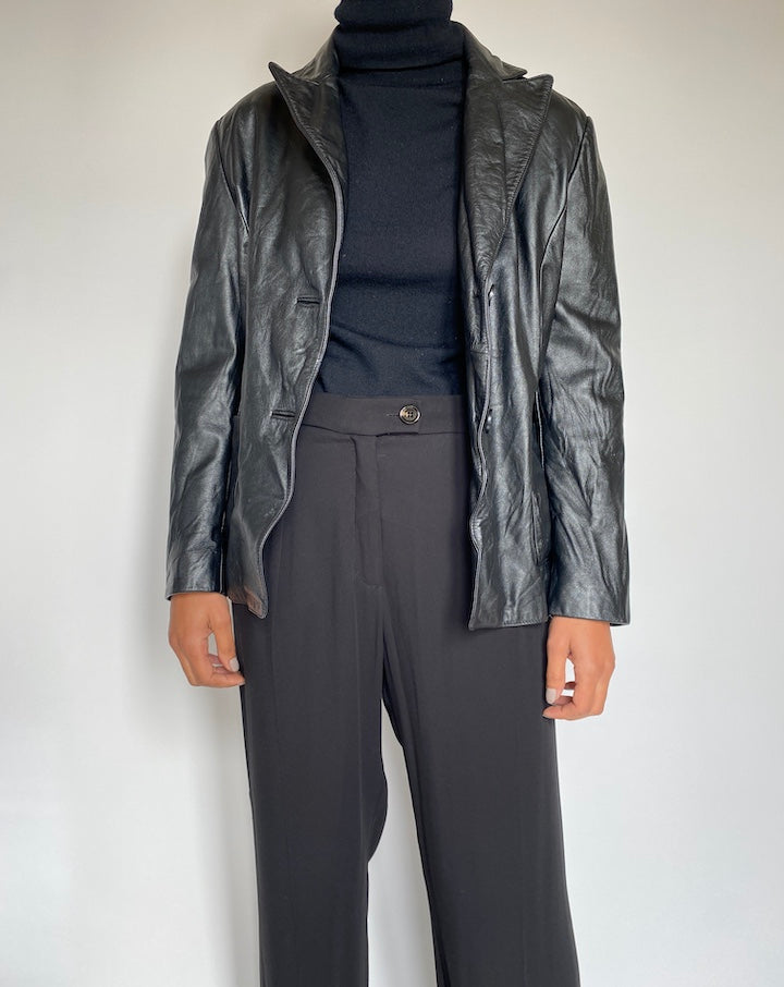 VINTAGE BLACK LEATHER JACKET 2216