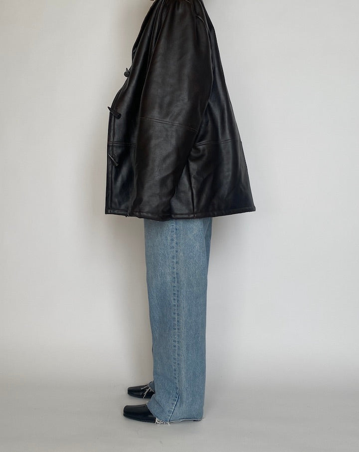 VINTAGE OVERSIZED DARK BROWN LEATHER JACKET 4259