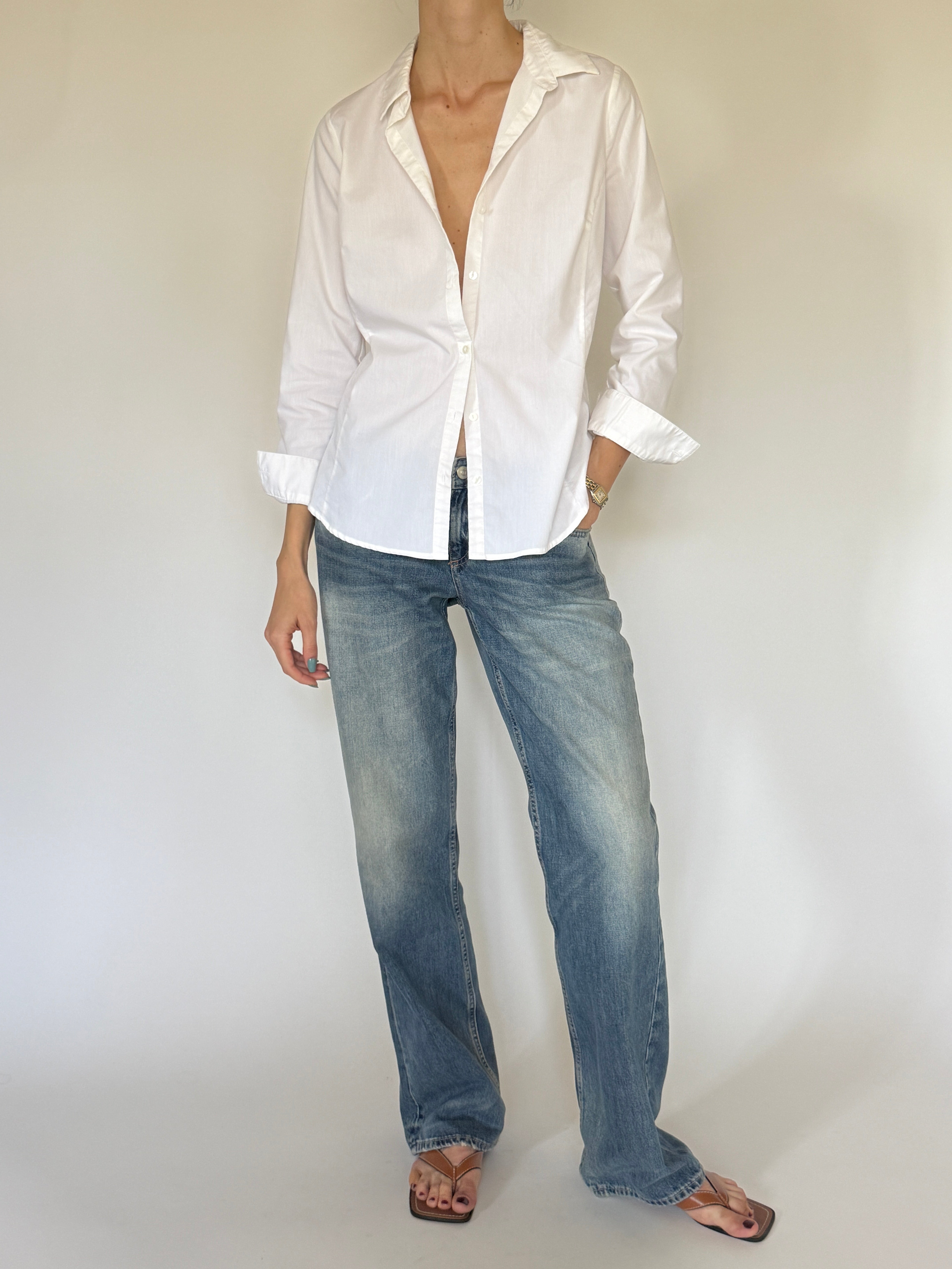Vintage white cotton shirt relaxed fit view