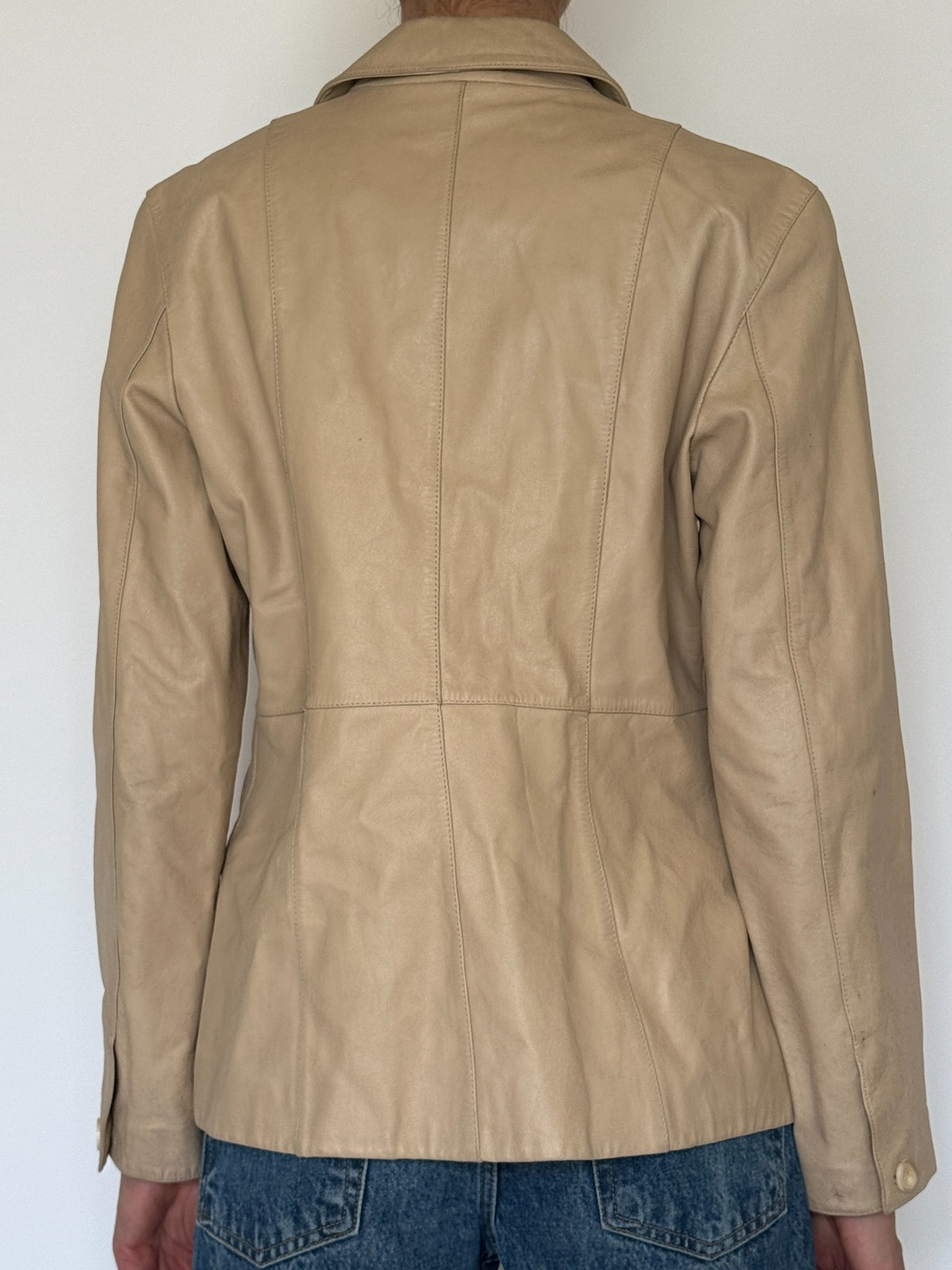 Vintage GUESS cream fitted leather blazer