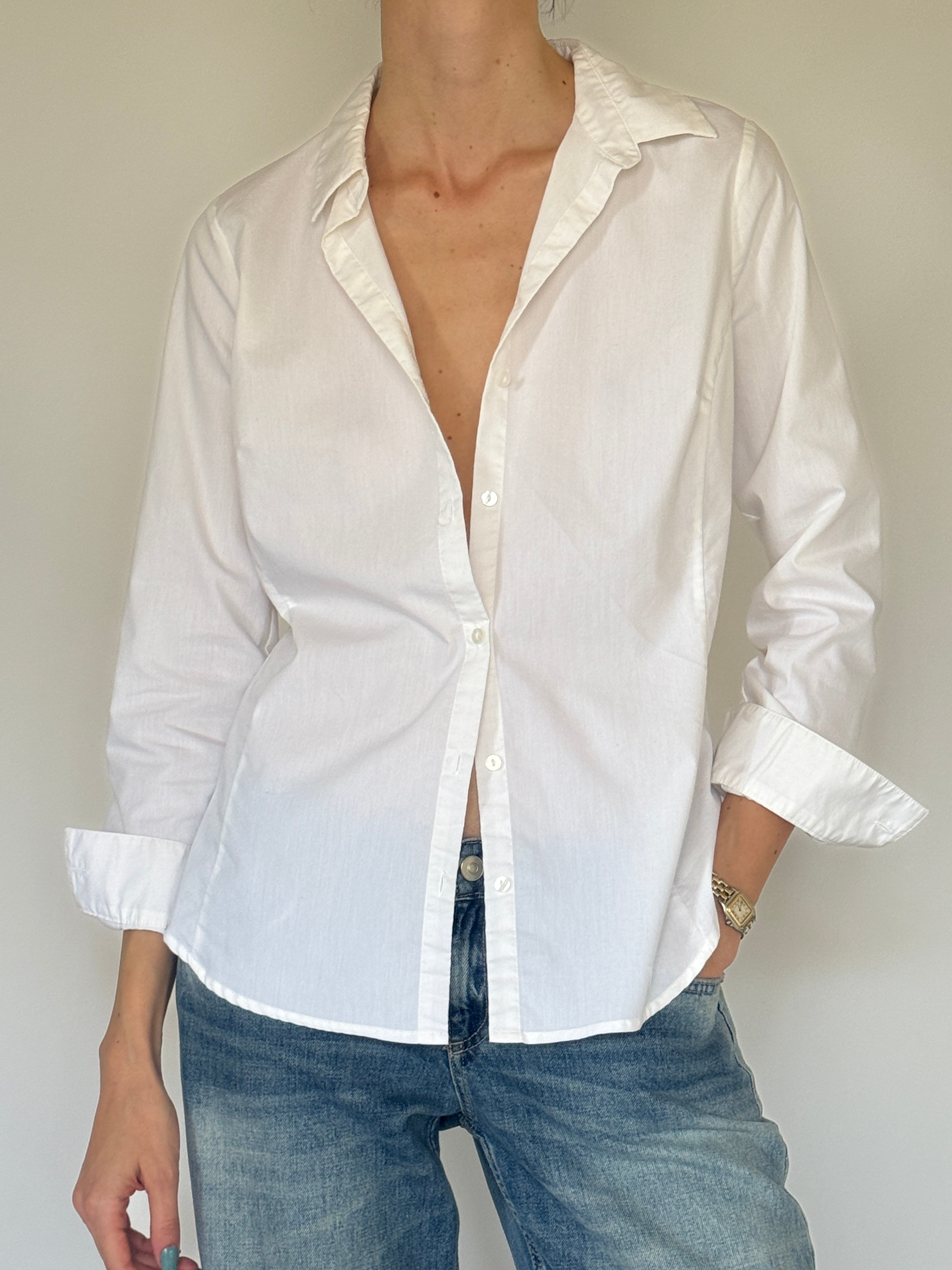 Vintage classic white cotton shirt sleeve detail