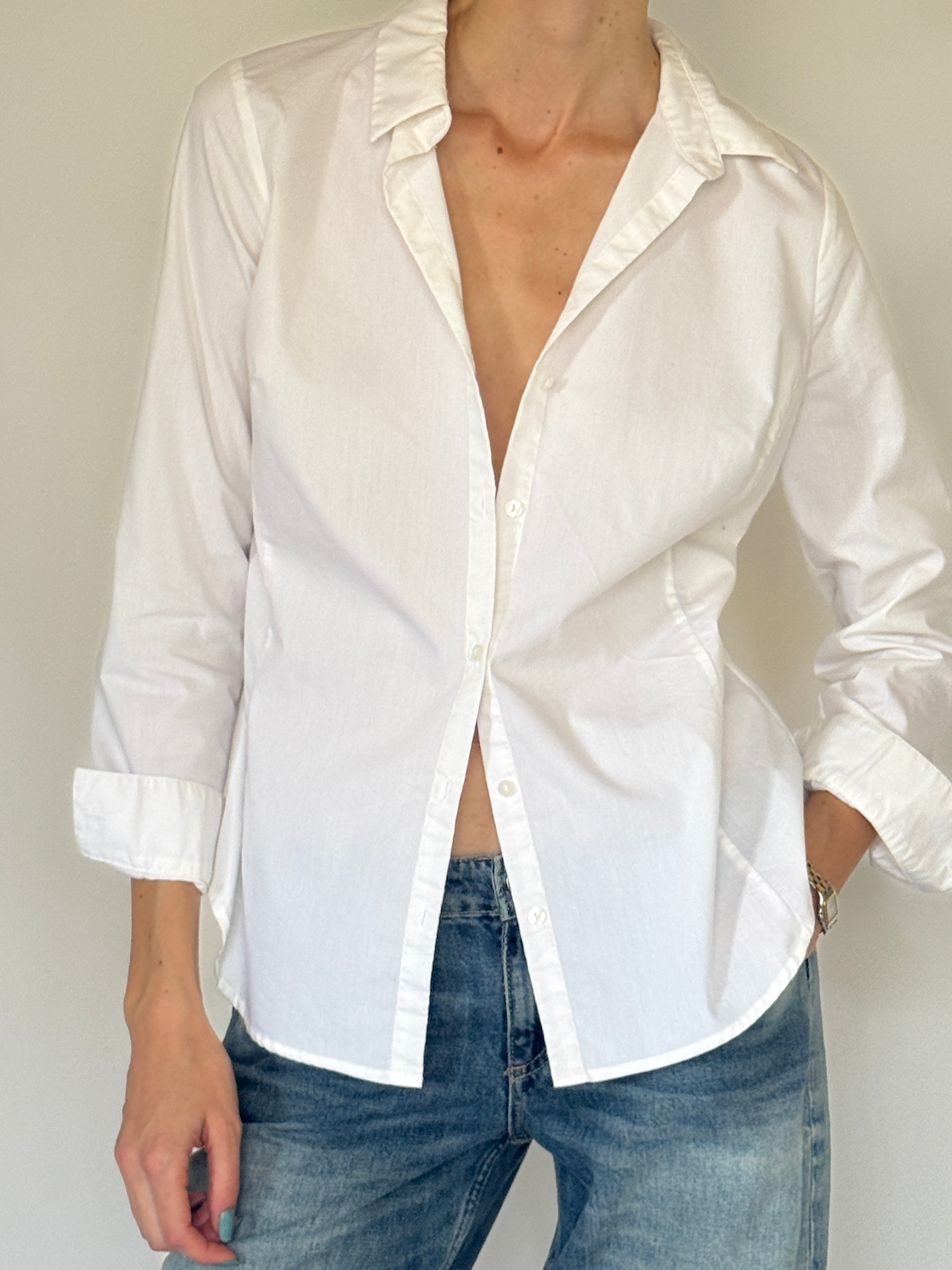 Vintage classic white cotton shirt sleeve detail