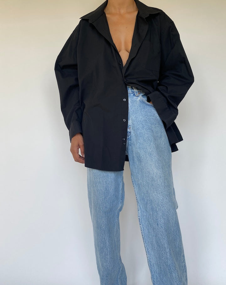 VINTAGE OVERSIZED BLACK SHIRT 3320