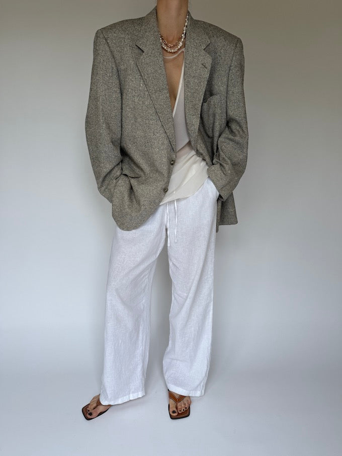 VINTAGE SINGLE-BREASTED SILK BLAZER GREY 6249