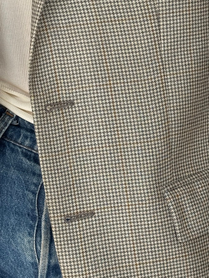 Vintage Houndstooth Silk & Wool Blazer 6386