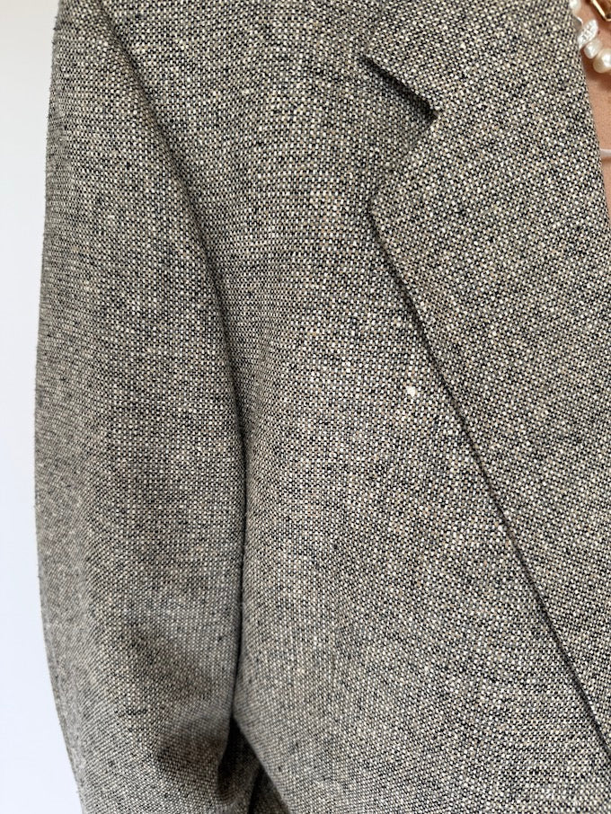 VINTAGE SINGLE-BREASTED SILK BLAZER GREY 6249