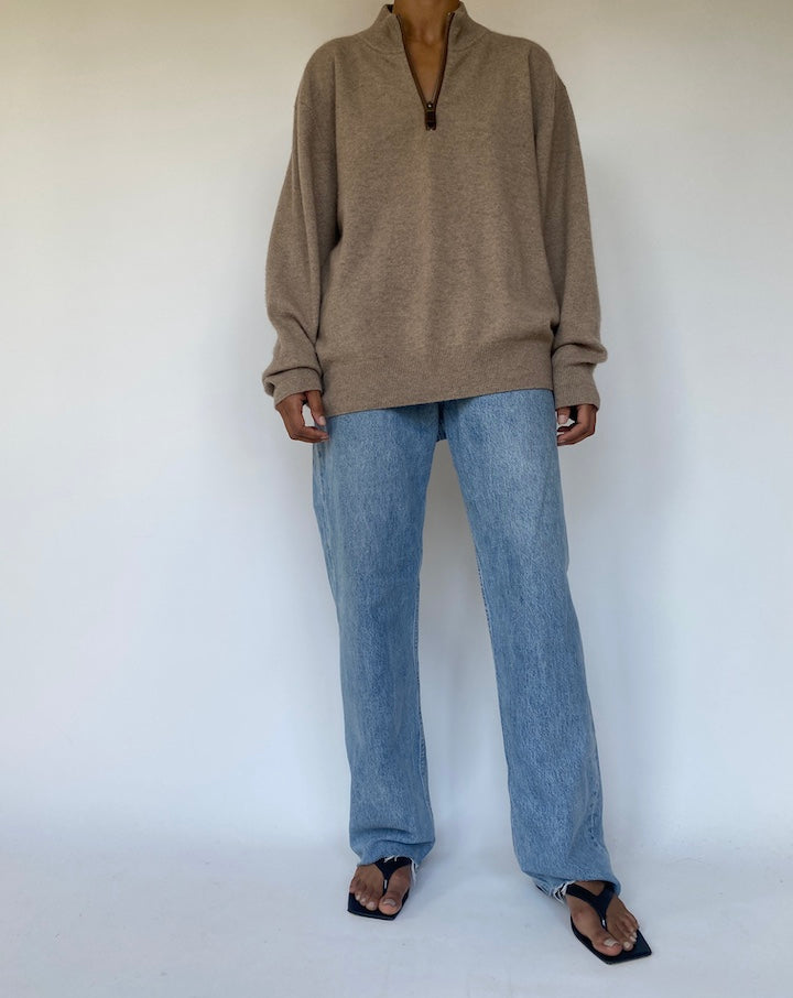 VINTAGE BEIGE OVERSIZED CASHMERE PULLOVER 3324