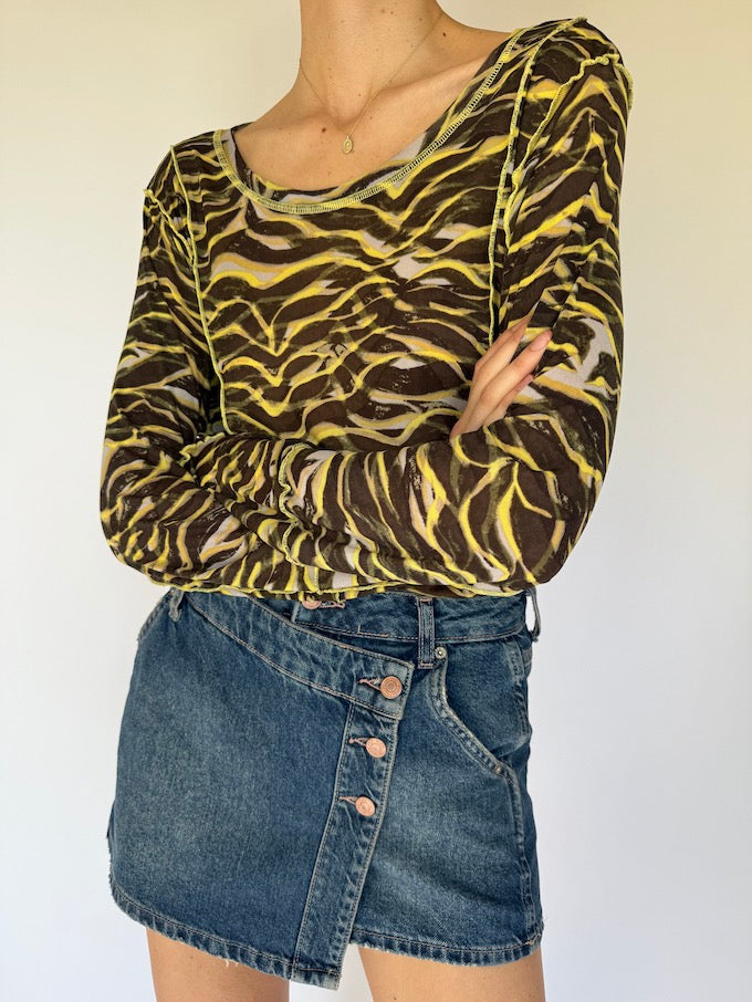 Vintage Patterned Long Sleeve Top/Dress 3541