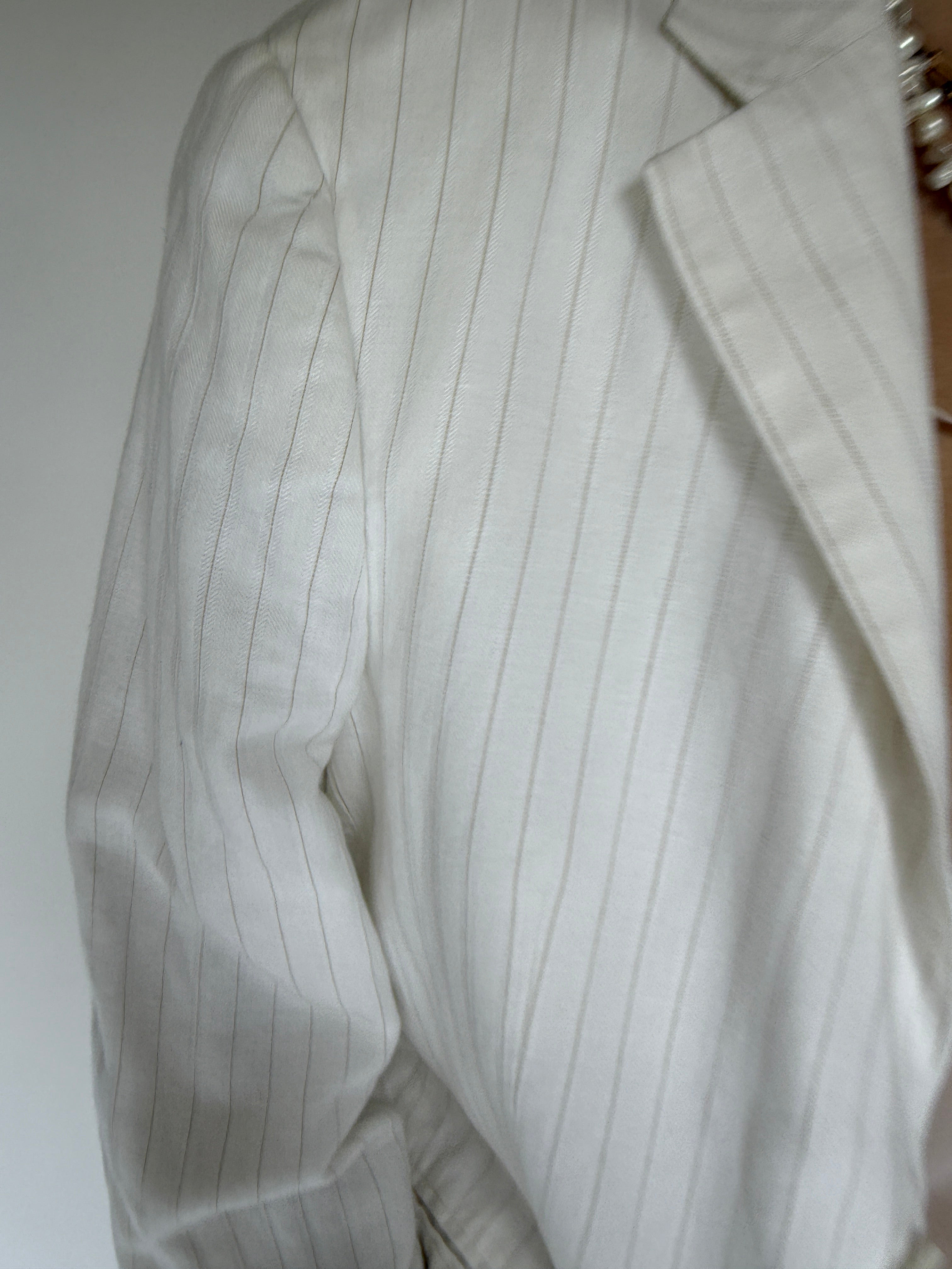 Vintage oversized linen/cotton pinstriped blazer white 6203