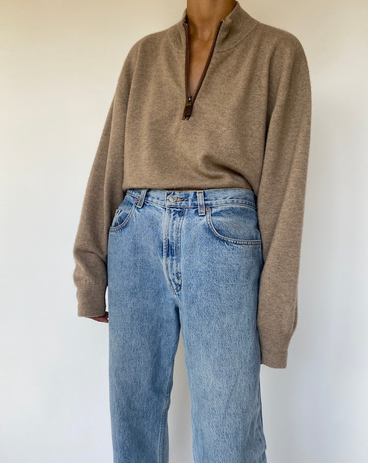 VINTAGE BEIGE OVERSIZED CASHMERE PULLOVER 3324