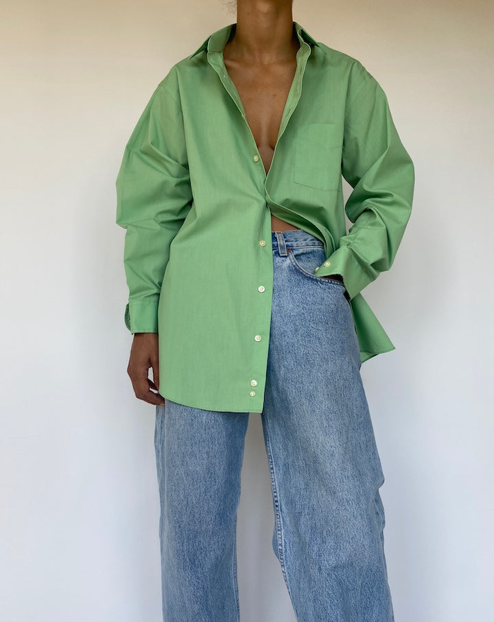 VINTAGE OVERSIZED GREEN BUTTON DOWN SHIRT 3325