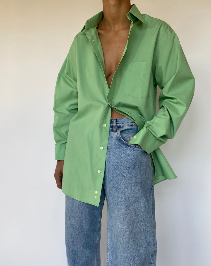 VINTAGE OVERSIZED GREEN BUTTON DOWN SHIRT 3325