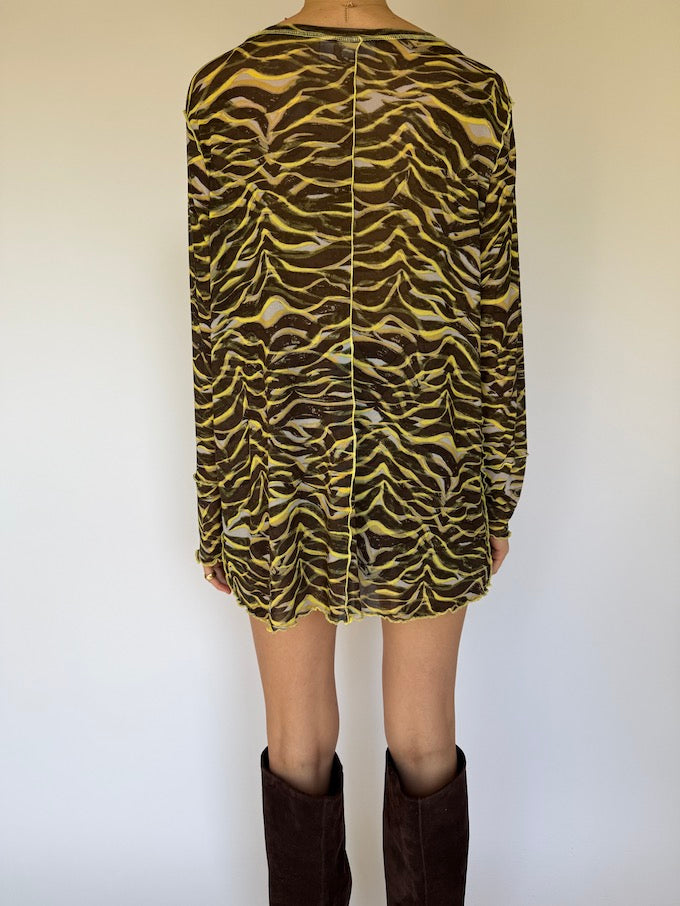 Vintage Patterned Long Sleeve Top/Dress 3541