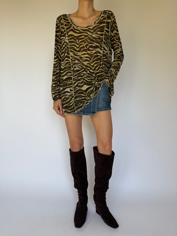 Vintage Patterned Long Sleeve Top/Dress 3541