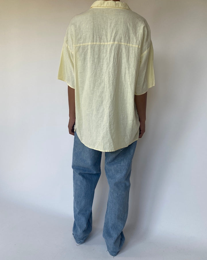 VINTAGE LIGHT YELLOW SHORT SLEEVE COTTON SHIRT 3329