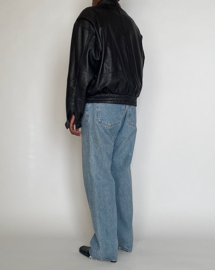 VINTAGE BLACK BOXY LEATHER JACKET 4263