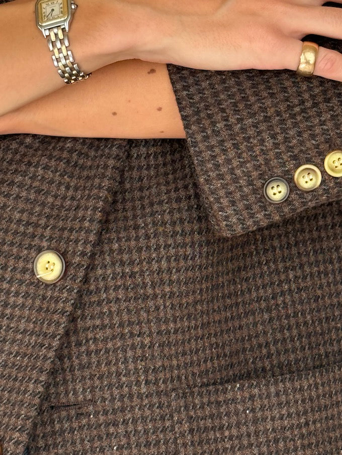 Vintage Houndstooth Blazer Brown 6389