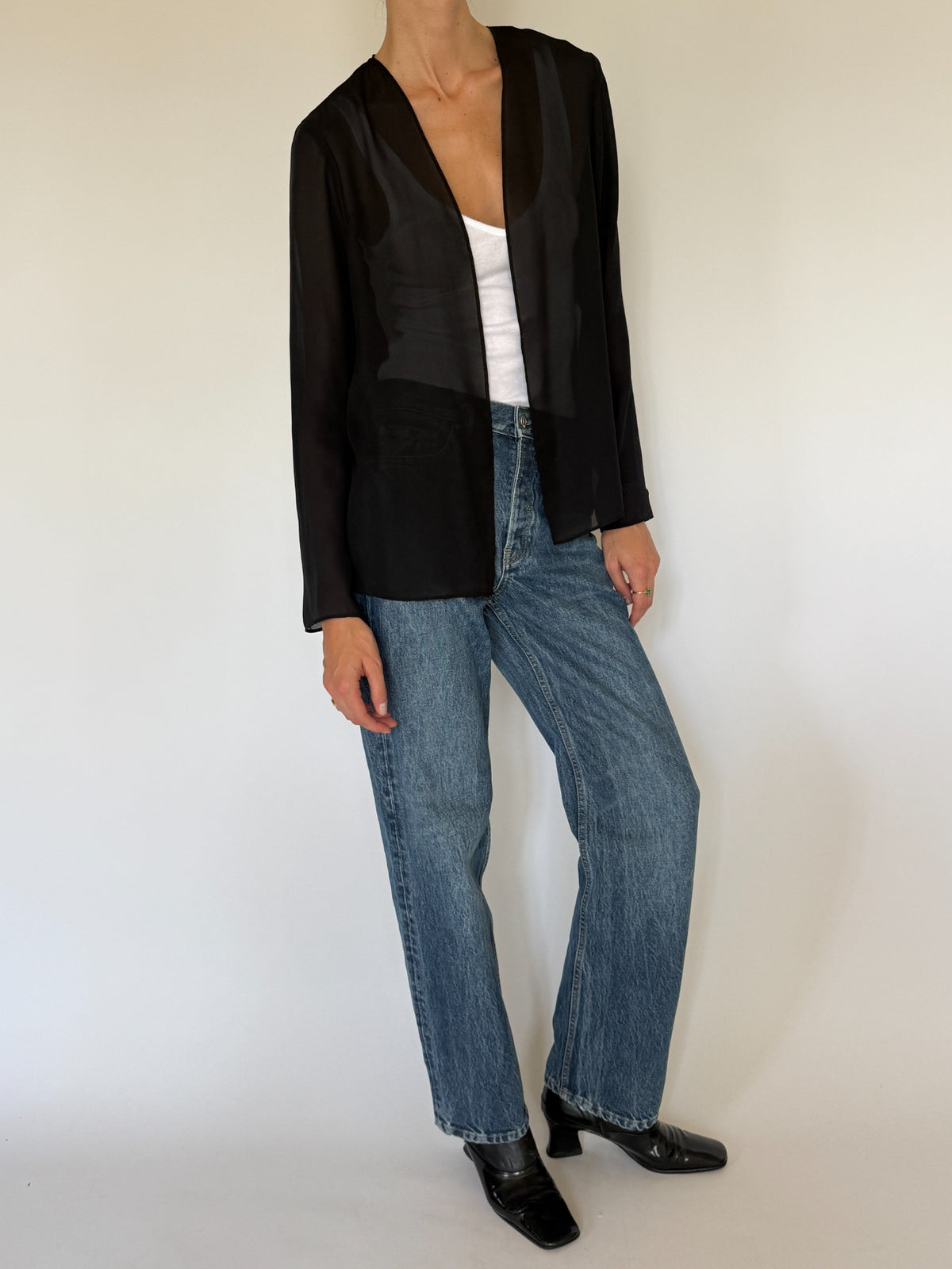 Vintage sheer black jacket final front angle