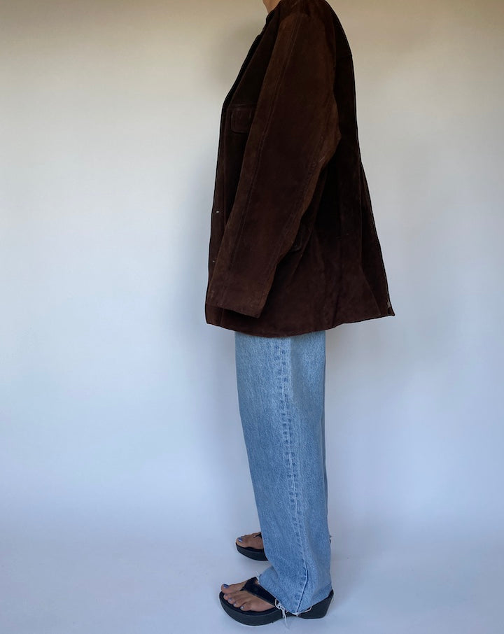 VINTAGE DARK BROWN SUEDE LEATHER JACKET 2778