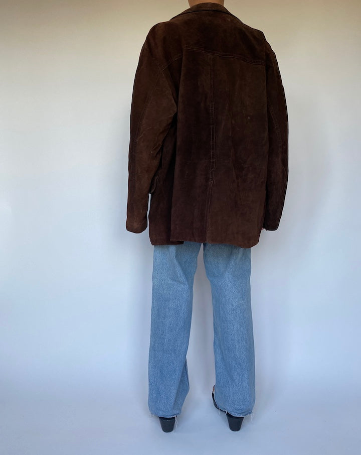 VINTAGE DARK BROWN SUEDE LEATHER JACKET 2778