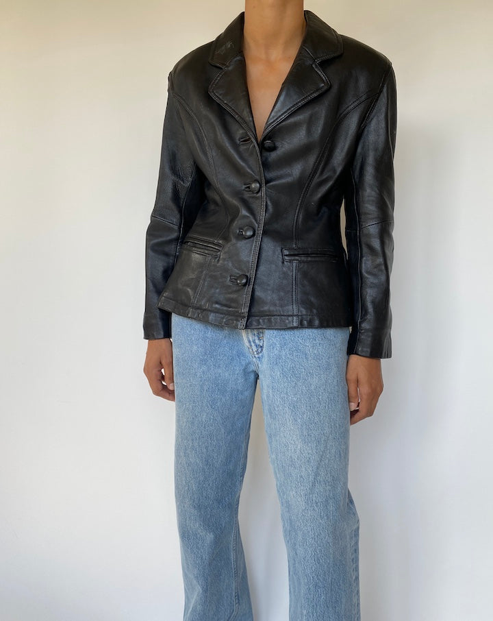 VINTAGE BLACK LEATHER JACKET 2472