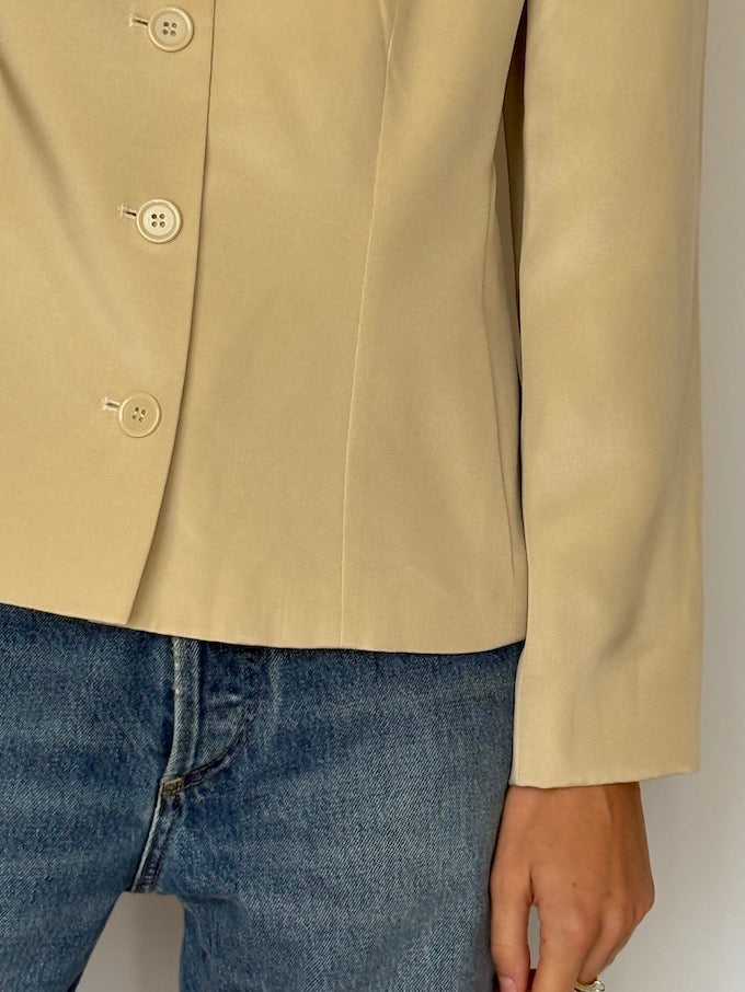Vintage 100% Silk Blazer in Champagne 6605