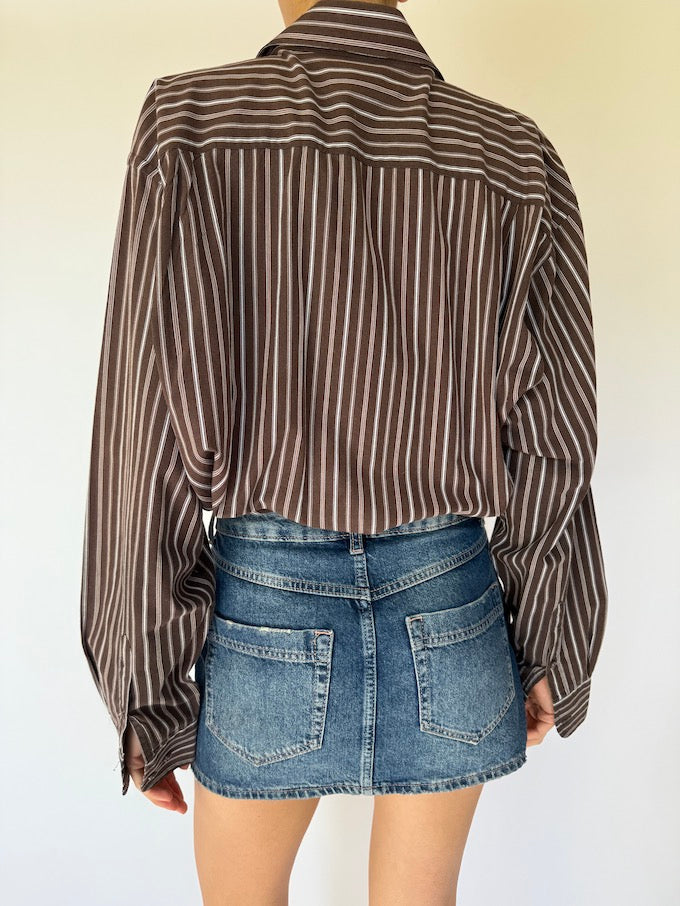 Vintage Pinstripe Brown & White Shirt 5952