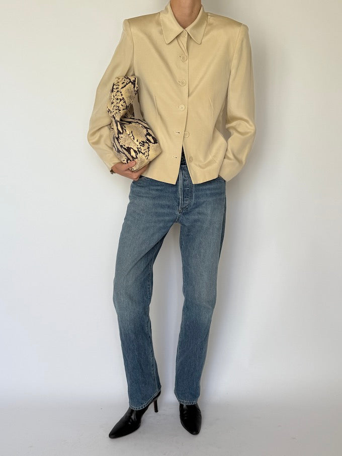 Vintage 100% Silk Blazer in Champagne 6605