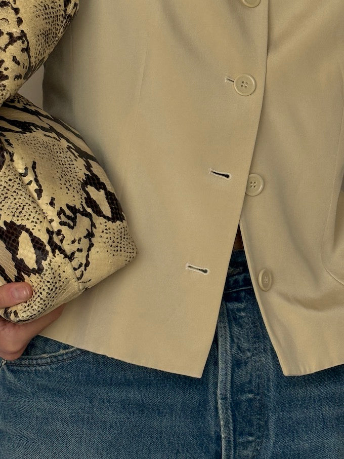 Vintage 100% Silk Blazer in Champagne 6605