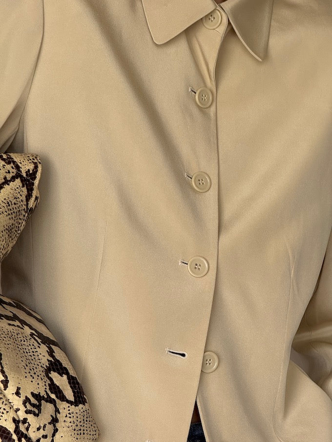 Vintage 100% Silk Blazer in Champagne 6605