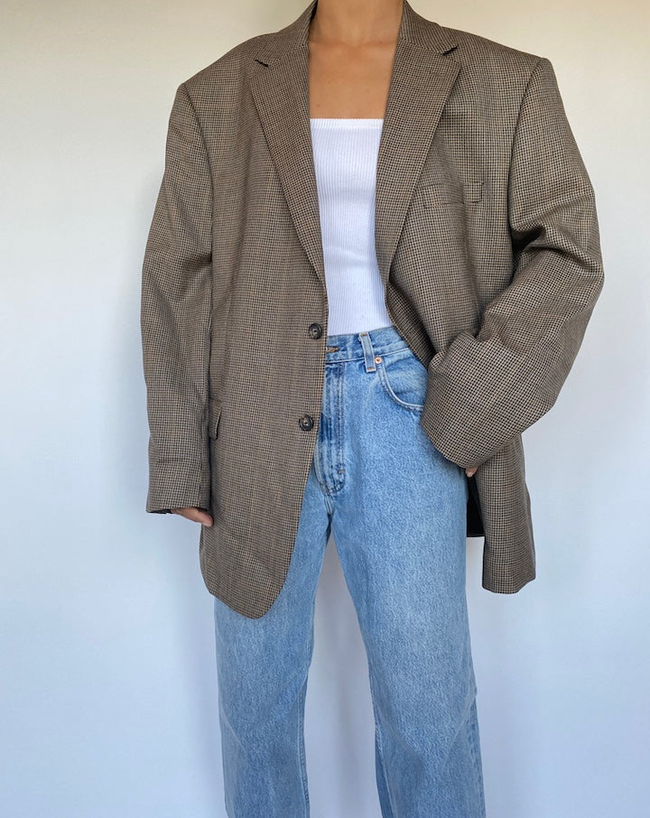 VINTAGE OVERSIZED BEIGE WOOL BLAZER 2781