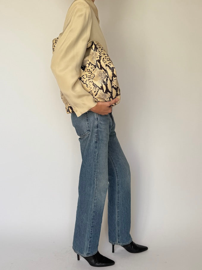 Vintage 100% Silk Blazer in Champagne 6605