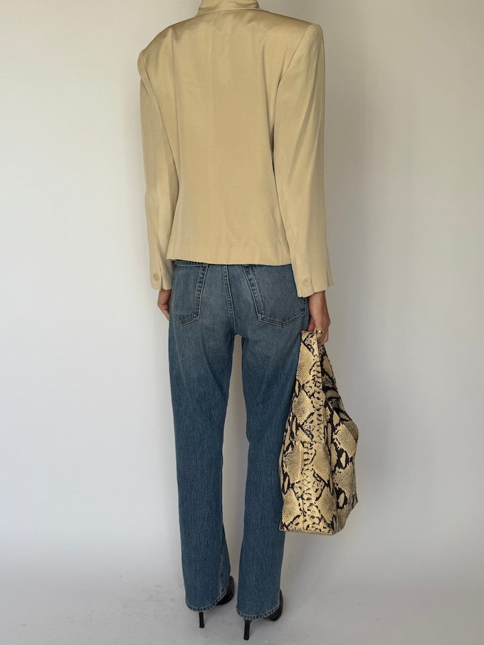 Vintage 100% Silk Blazer in Champagne 6605