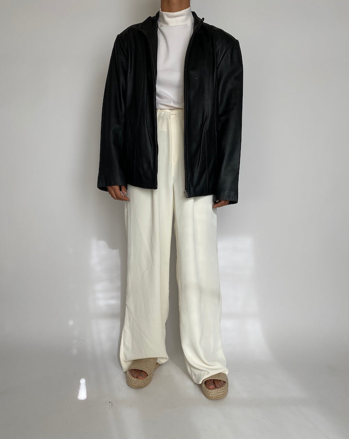 VINTAGE OVERSIZED BLACK LEATHER JACKET 2233
