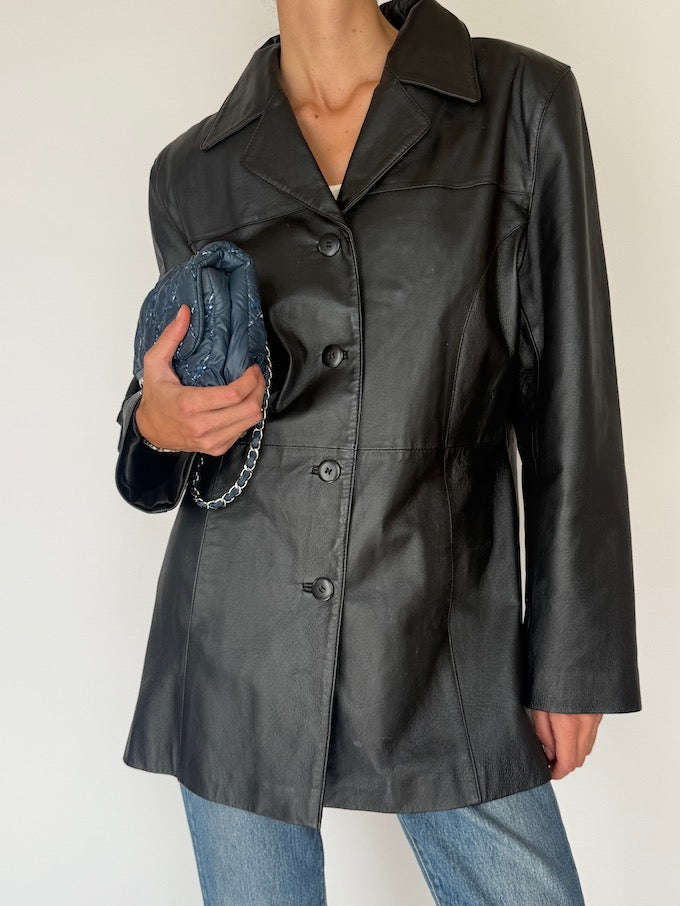 Vintage leather Jacket black 6381