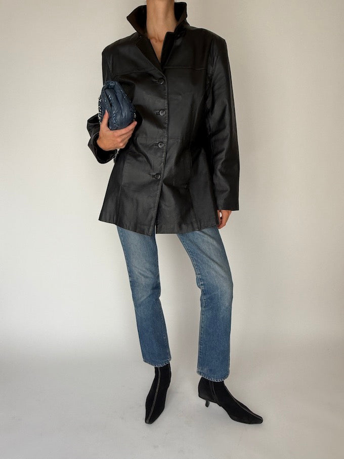 Vintage leather Jacket black 6381
