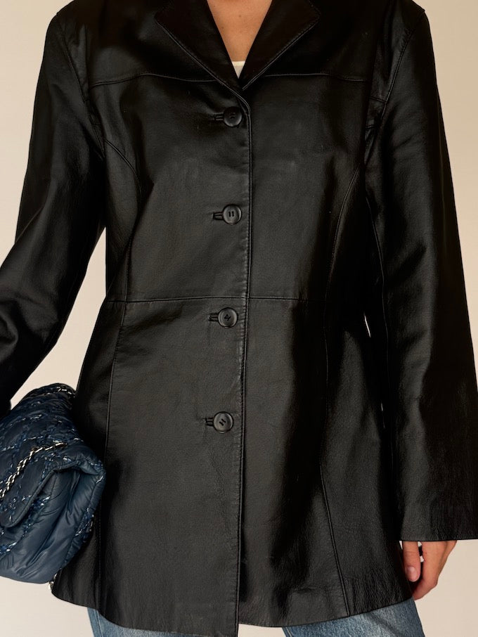 Vintage leather Jacket black 6381