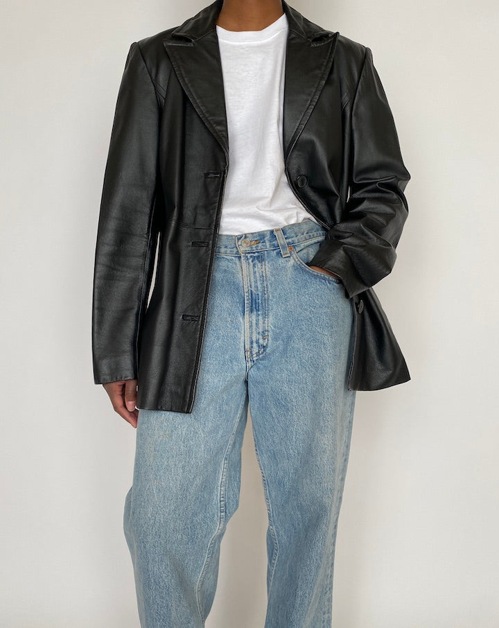 VINTAGE BLACK LEATHER JACKET 4658