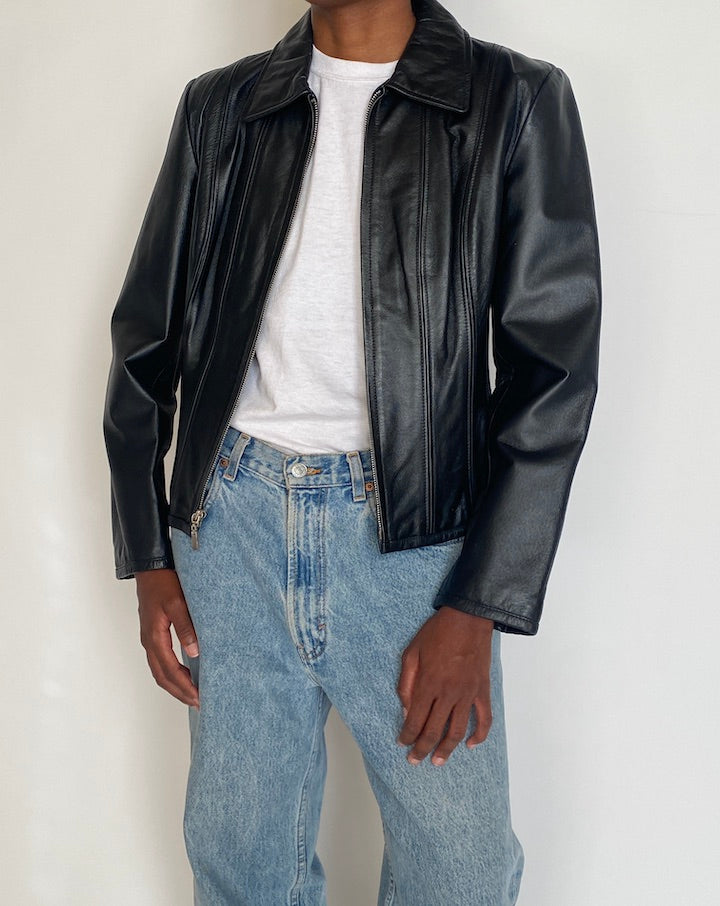 VINTAGE BLACK LEATHER JACKET 4268