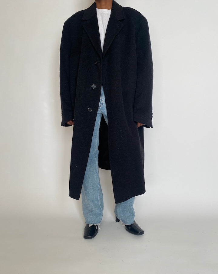 VINTAGE OVERSIZED LONG BLACK/CHARCOAL COAT 4270