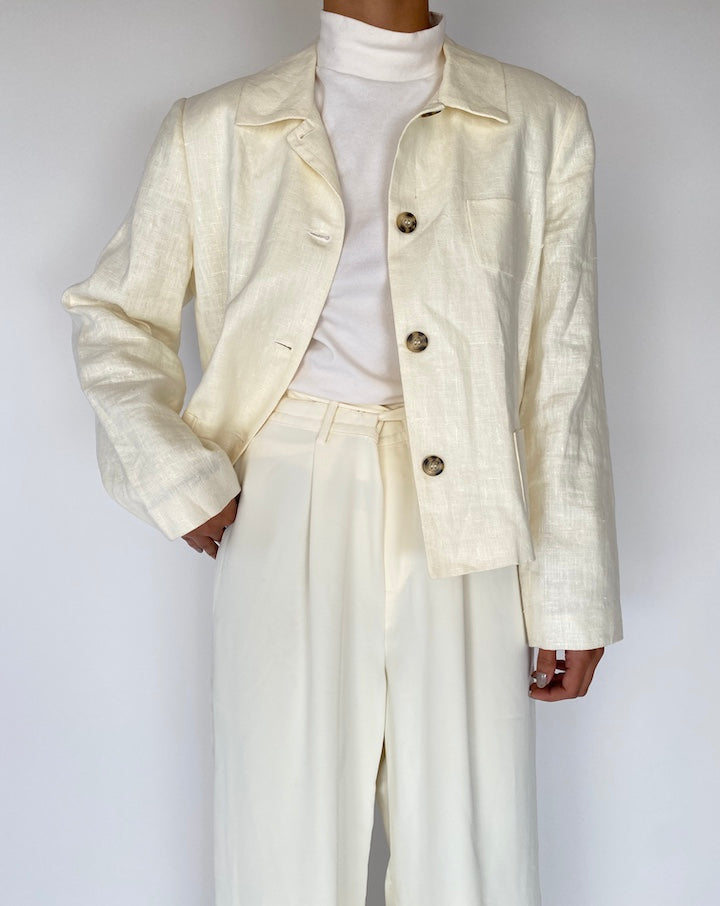 VINTAGE CREAM LINEN BLAZER 2238