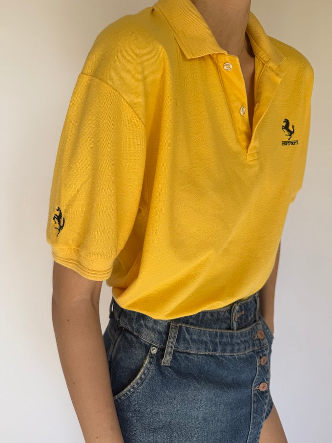 Vintage Ferrari polo shirt yellow 5922