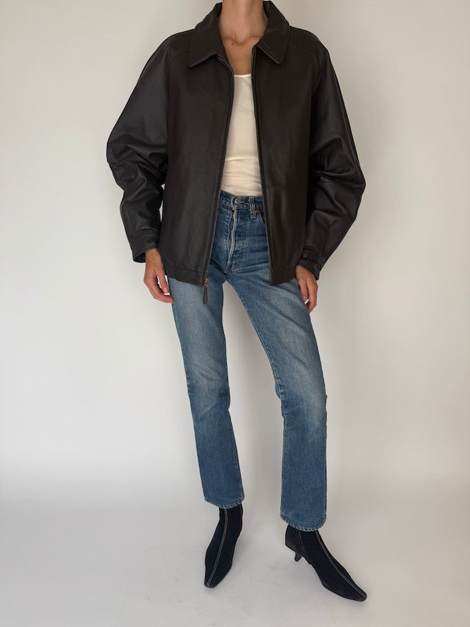 Vintage Oversized Leather Jacket 6382