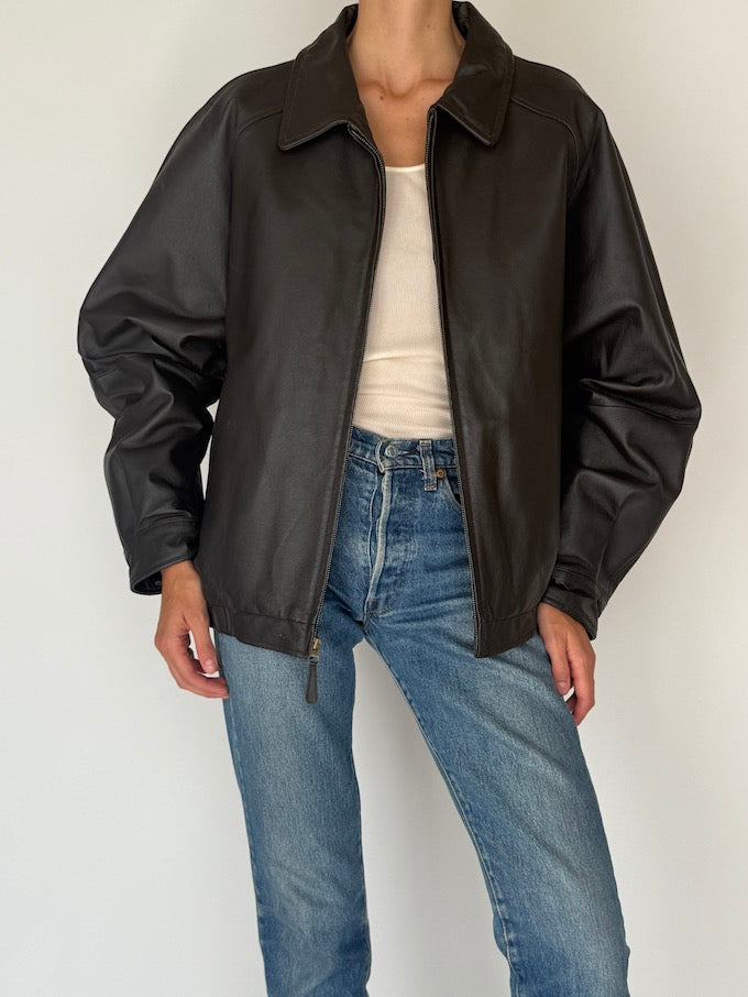 Vintage Oversized Leather Jacket 6382