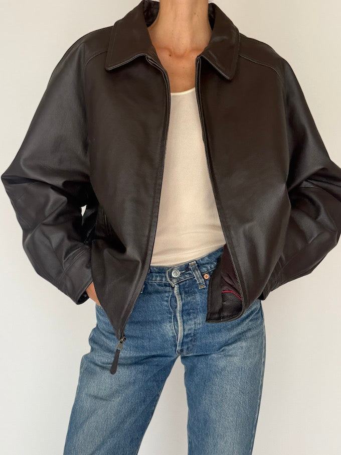 Vintage Oversized Leather Jacket 6382