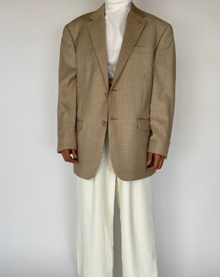 VINTAGE BEIGE RALPH LAUREN HOUNDSTOOTH BLAZER 2241