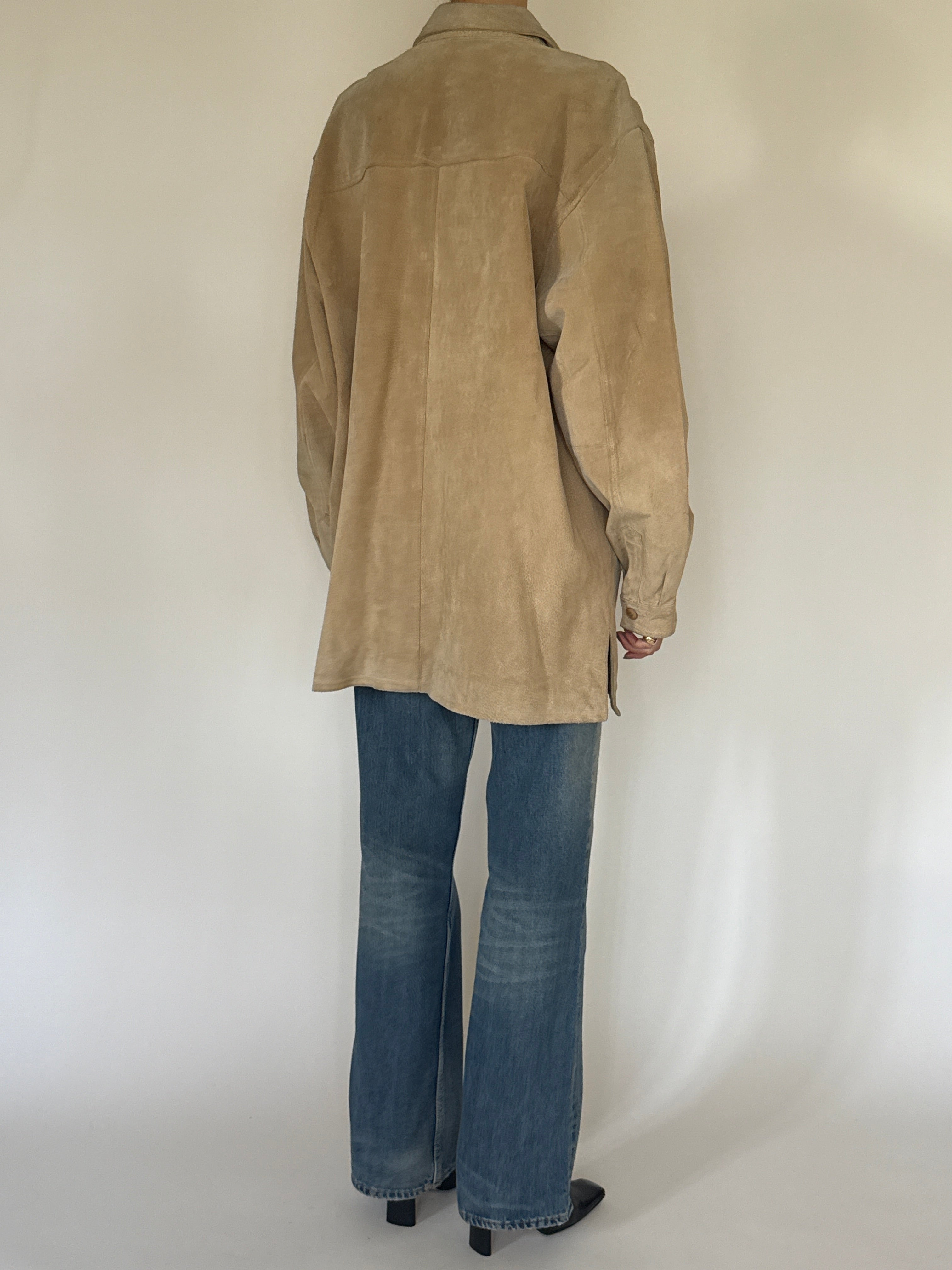 Vintage suede leather jacket back view